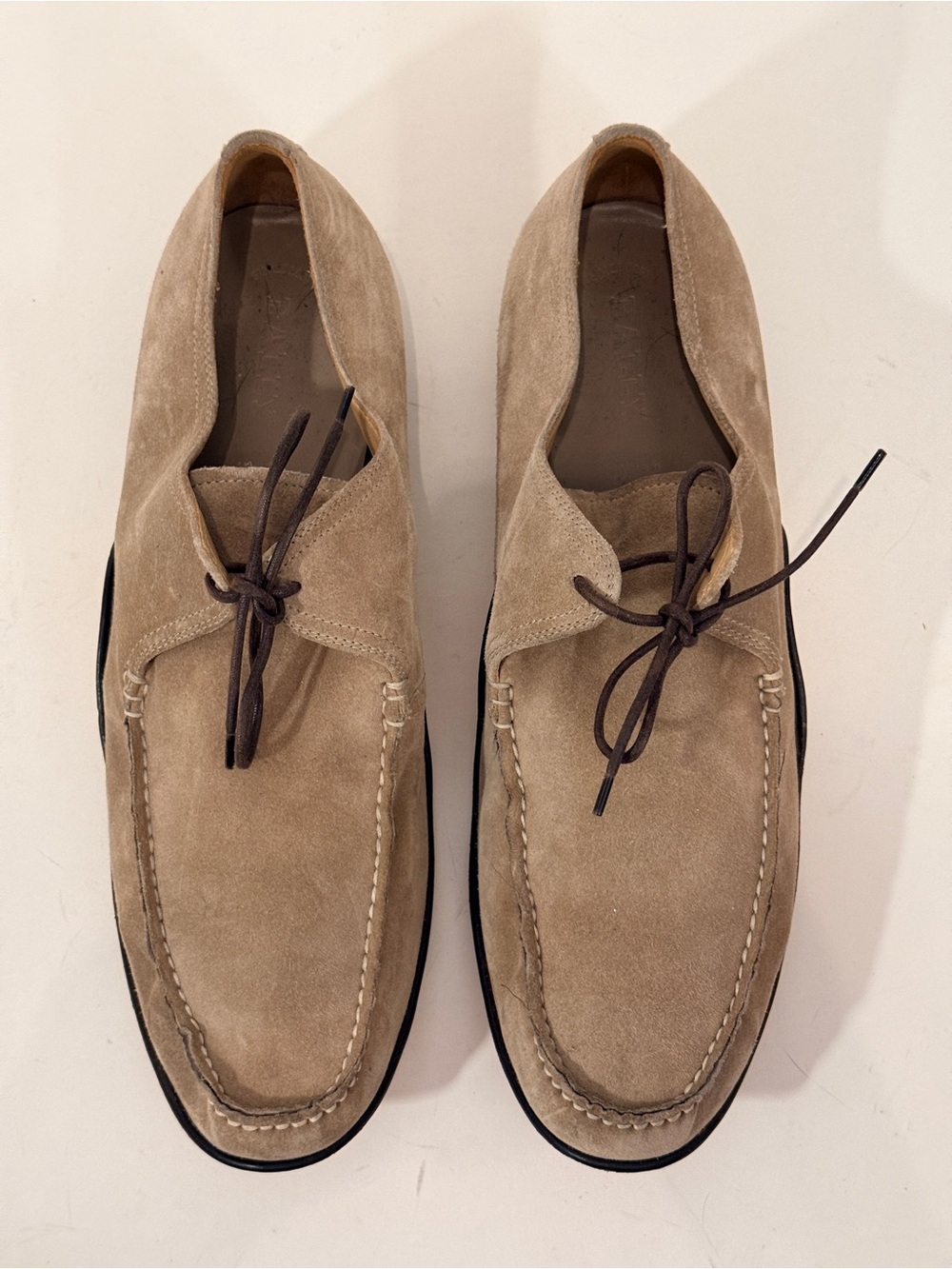 Bally Beige Suede Lace-Up Loafers